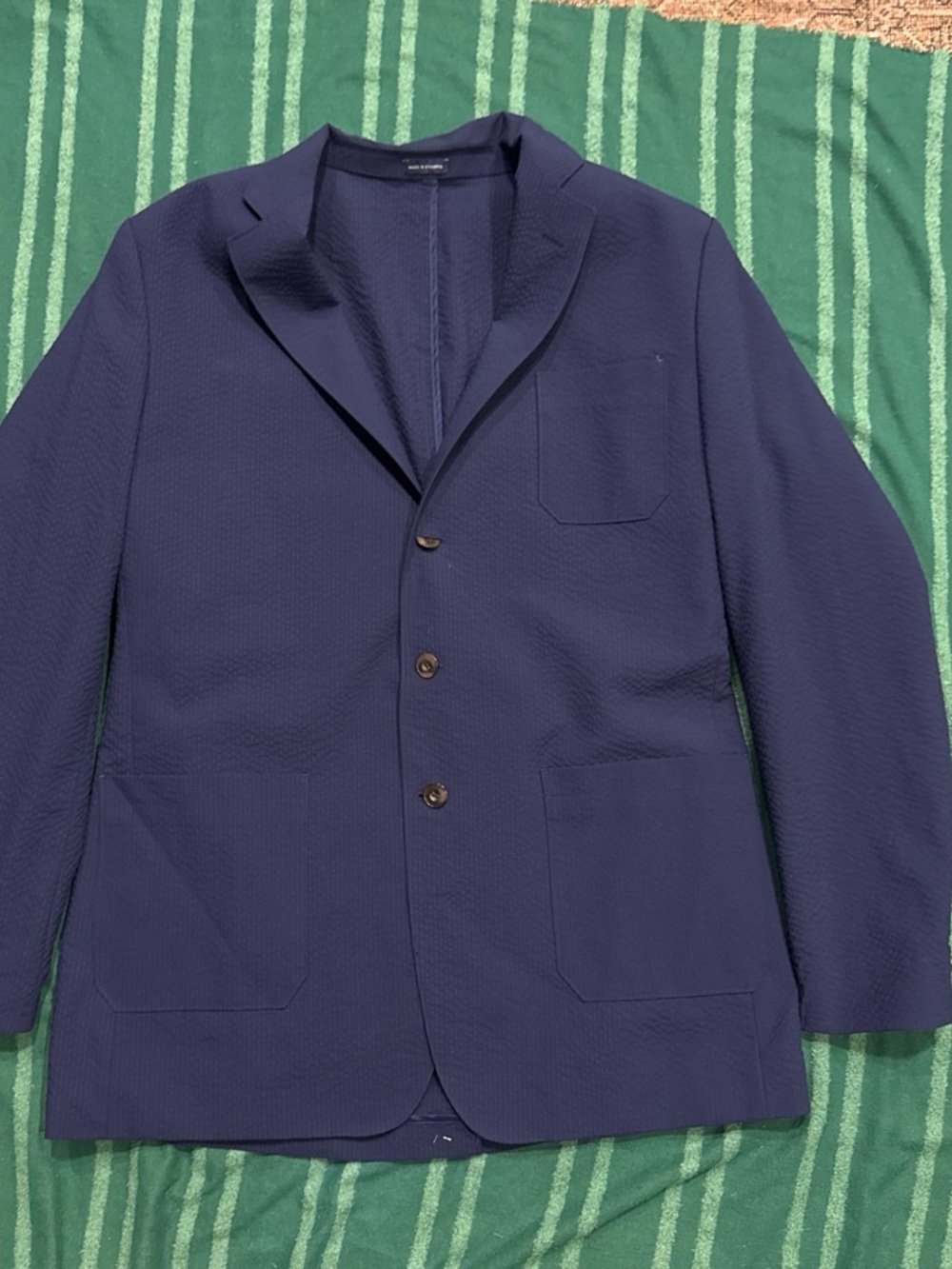 Stafford Navy Blue Textured Sport Coat